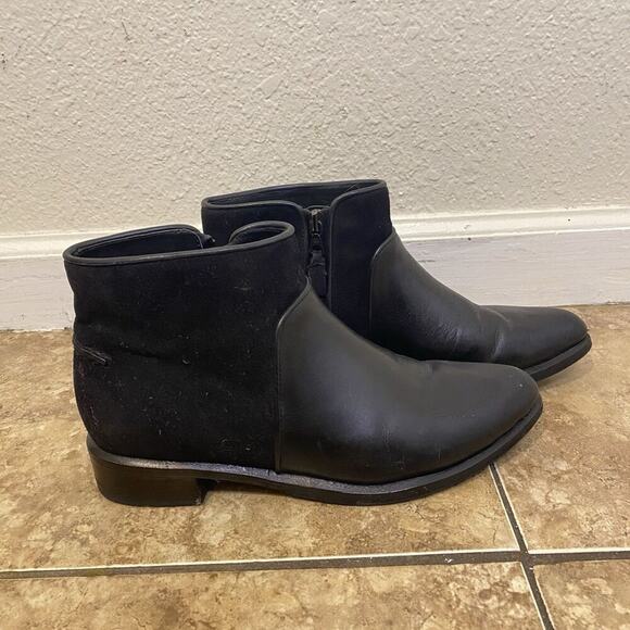 Rag & Bone Aston Suede Leather Short Ankle Biker Boot Black Womens Size 6.5 - Picture 3 of 12